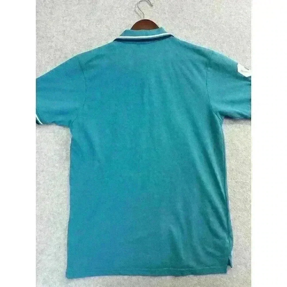 Men’s Polo Franky Max Shirt Big Pony Number 9 Size XL Teal White Ringer Collared - Picture 10 of 12